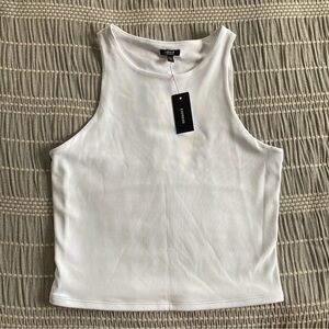 NWT Express Body Contour High Neck Cropped Tank White Medium Compression Basic